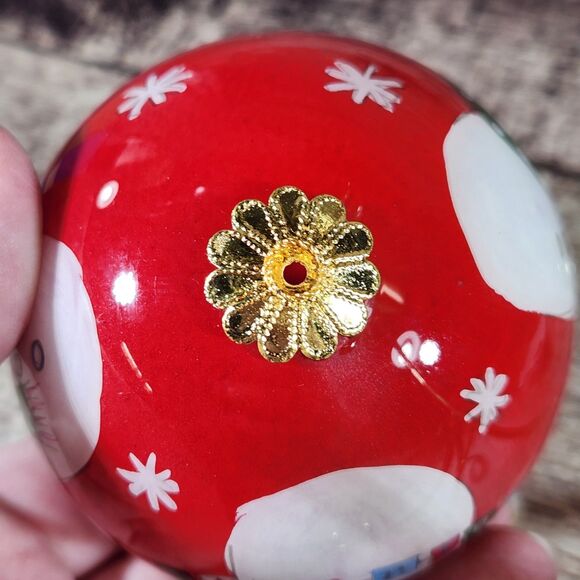 Snowman Christmas Ornament Li Bien Reverse Hand Painted Pier 1 One 2017 w Box - Picture 9 of 15